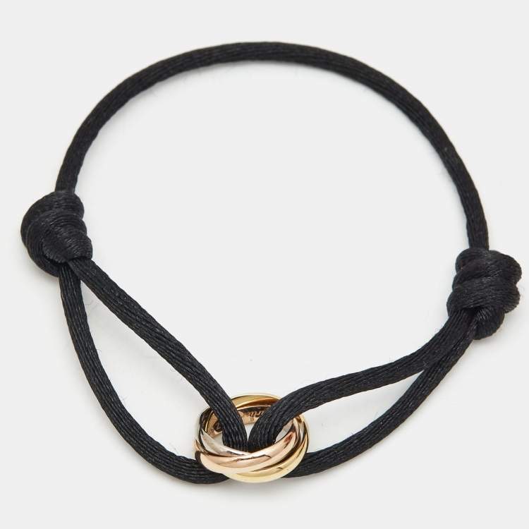 Pre Owned Cartier Trinity 18k Three Tone Gold Adjustable Cord Bracelet
