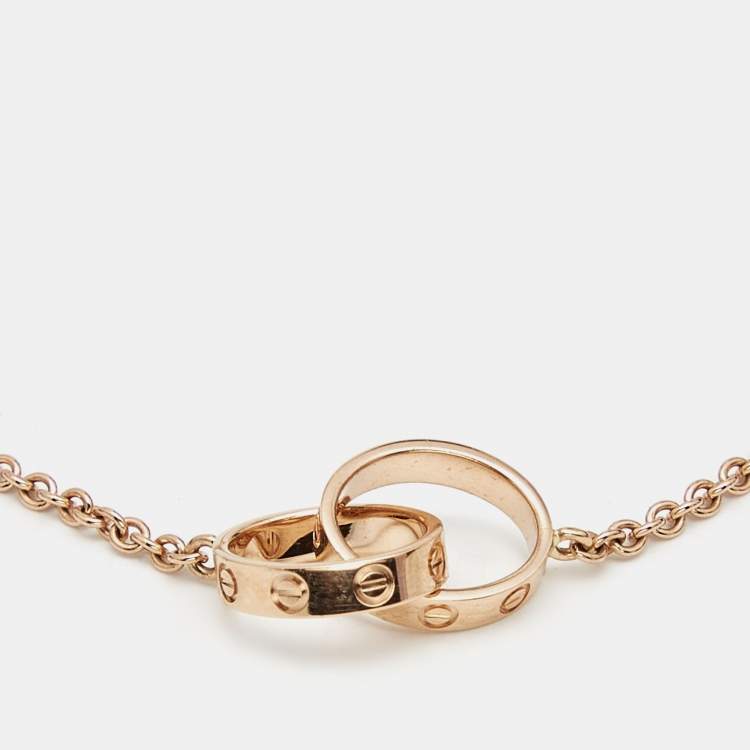 Pre Owned Cartier Love Interlocking Loop 18k Rose Gold Bracelet
