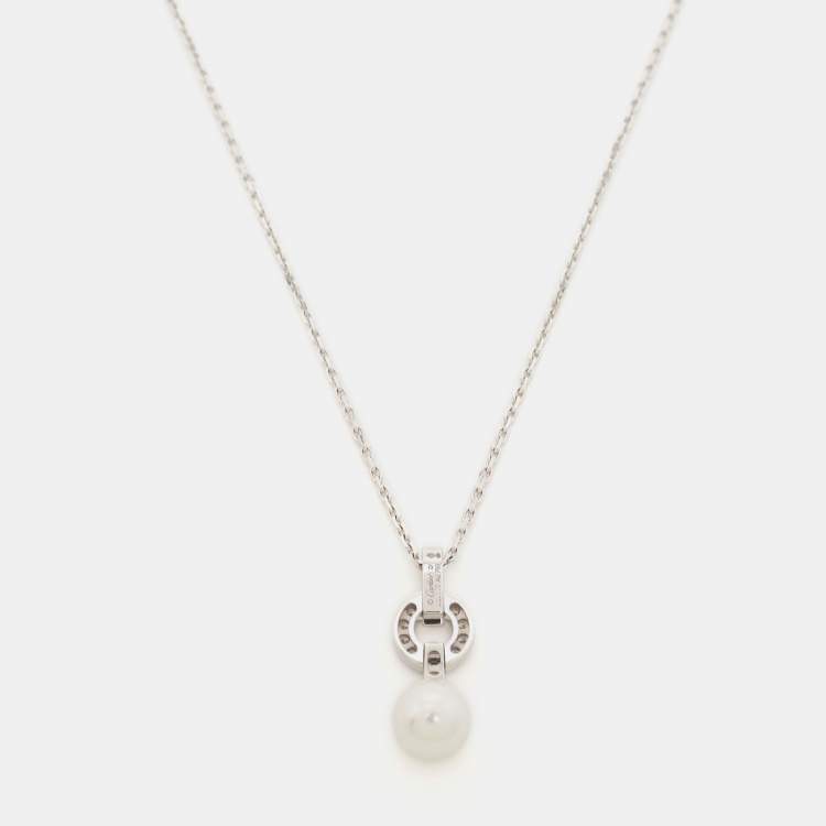 Pre Owned Cartier Himalia Cultured Pearl Diamonds 18k White Gold Necklace