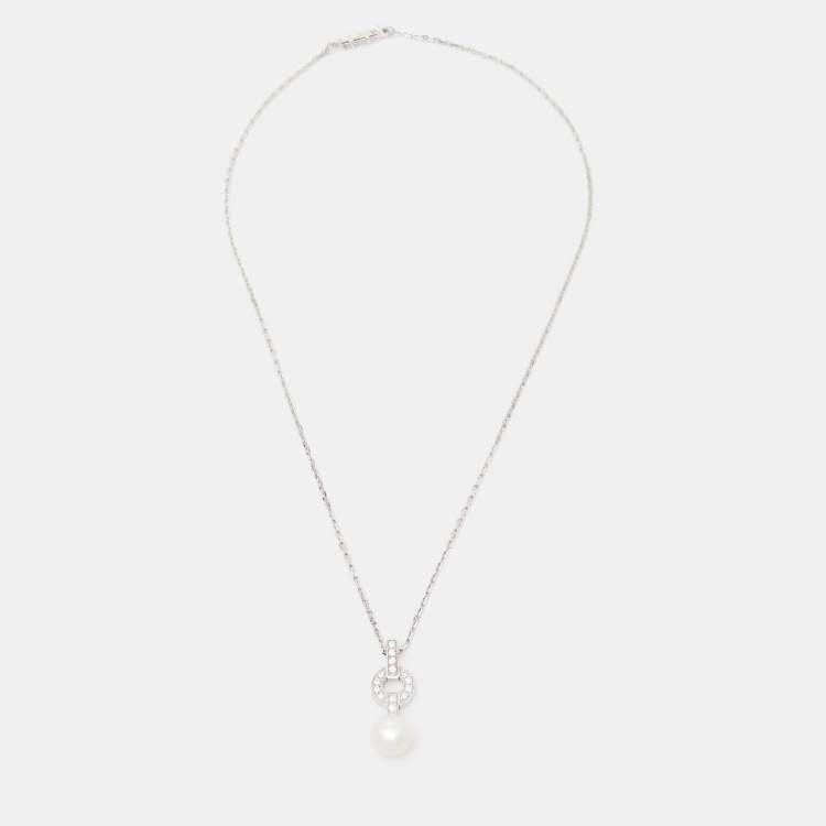 Pre Owned Cartier Himalia Cultured Pearl Diamonds 18k White Gold Necklace