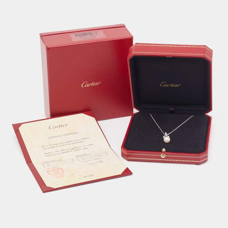 Pre Owned Cartier Himalia Cultured Pearl Diamonds 18k White Gold Necklace