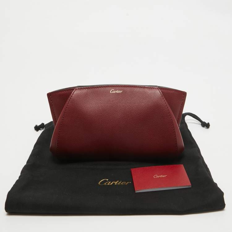 Pre Owned Cartier Red Leather C De Cartier Clutch