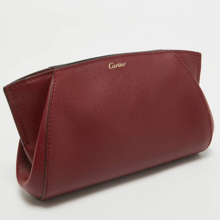 Pre Owned Cartier Red Leather C De Cartier Clutch