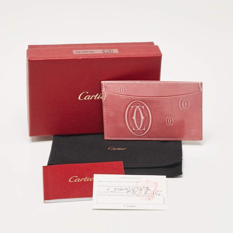 Pre Owned Cartier Pink Patent Leather Happy Birthday Card Holder