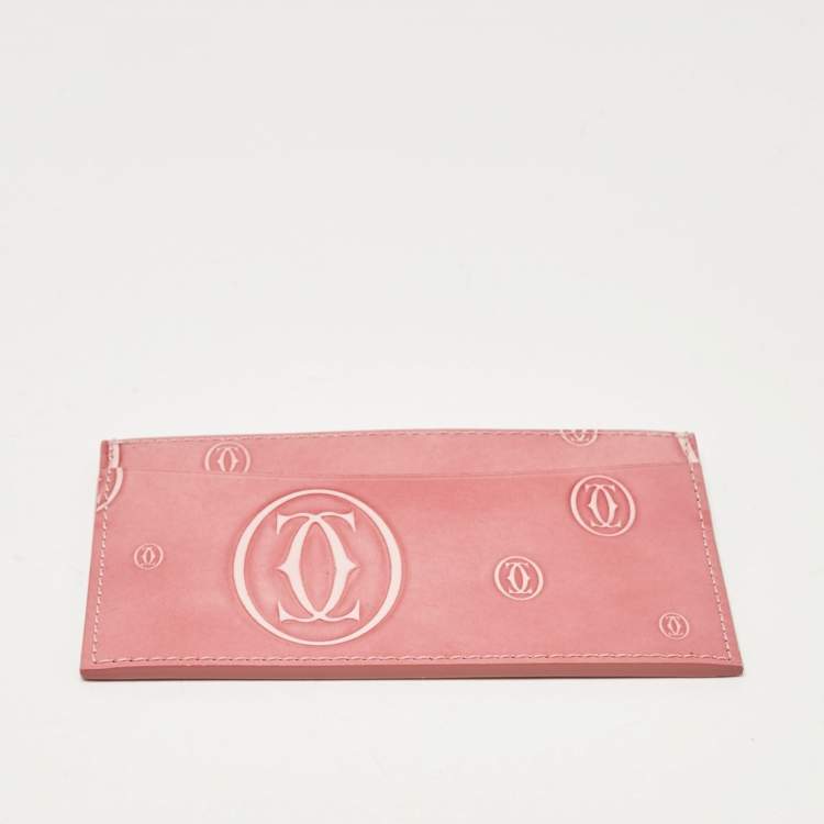 Pre Owned Cartier Pink Patent Leather Happy Birthday Card Holder