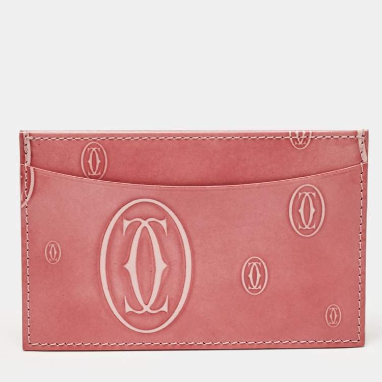 Pre Owned Cartier Pink Patent Leather Happy Birthday Card Holder