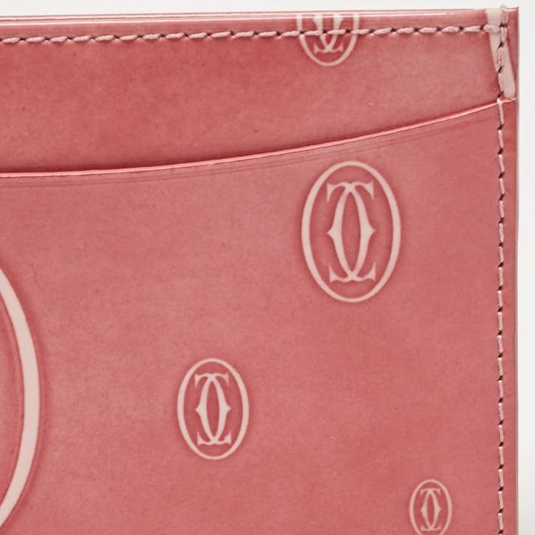 Pre Owned Cartier Pink Patent Leather Happy Birthday Card Holder