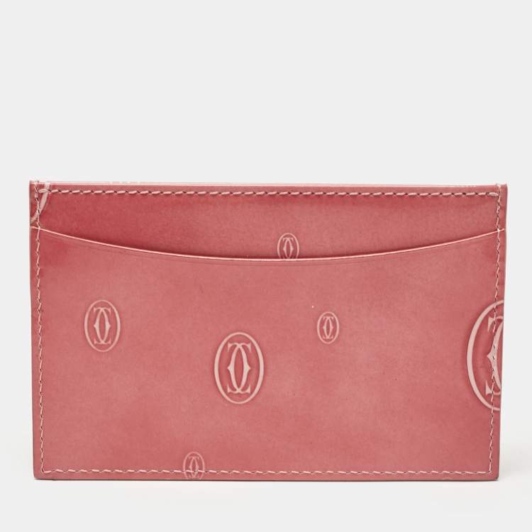 Pre Owned Cartier Pink Patent Leather Happy Birthday Card Holder