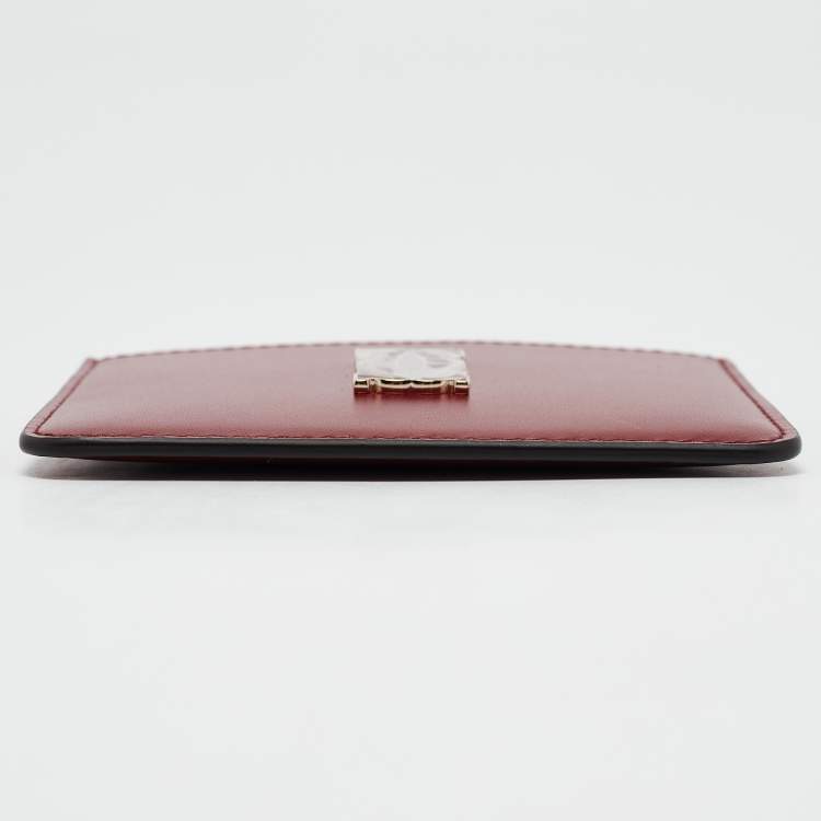 Pre Owned Cartier Burgundy Leather C De Cartier Simple Card Holder