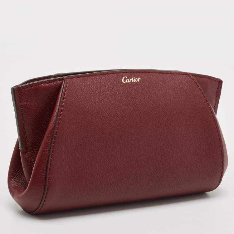 Pre Owned Cartier Red Leather C De Cartier Clutch