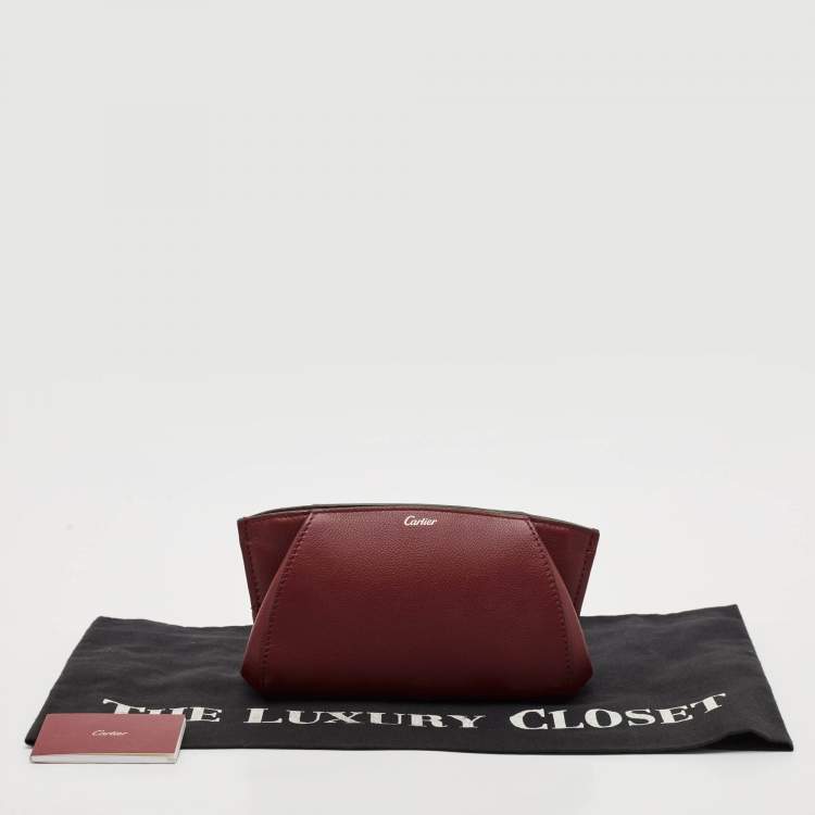 Pre Owned Cartier Red Leather C De Cartier Clutch