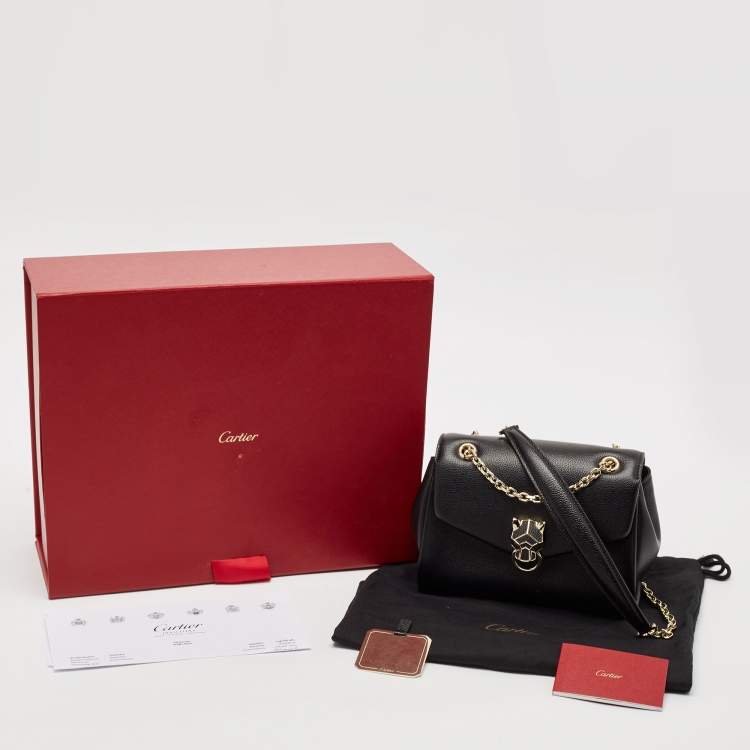 Pre Owned Cartier Black Leather Mini Graphique de Cartier Shoulder Bag