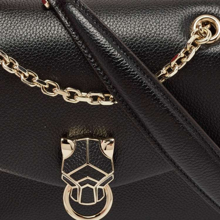 Pre Owned Cartier Black Leather Mini Graphique de Cartier Shoulder Bag
