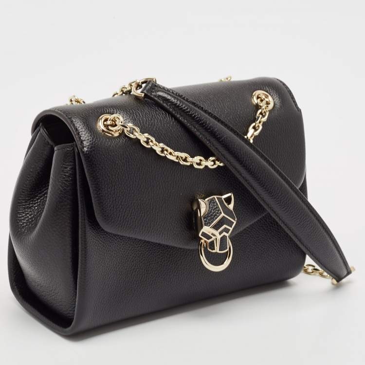 Pre Owned Cartier Black Leather Mini Graphique de Cartier Shoulder Bag