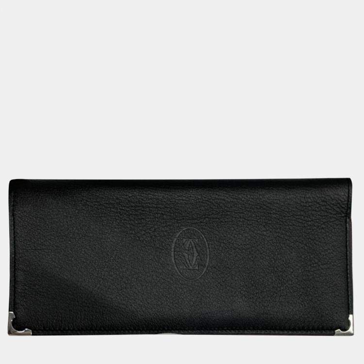 Pre Owned Cartier Black Leather Long Wallet