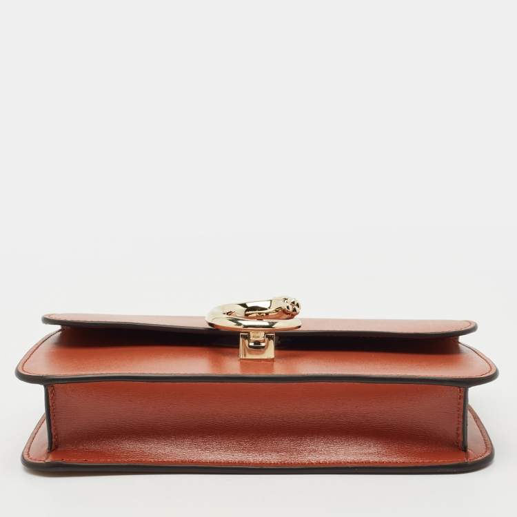 Pre Owned Cartier Brown Leather Small Panthere C De Cartier Model Chain Bag
