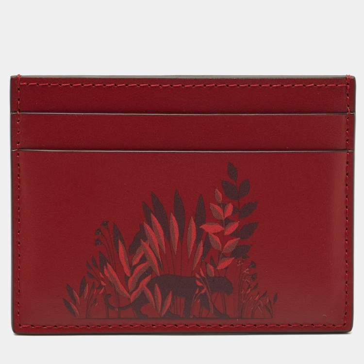 Pre Owned Cartier Red Leather Printed Leather Card Holder
