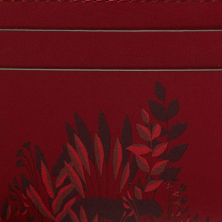 Pre Owned Cartier Red Leather Printed Leather Card Holder