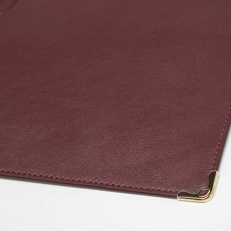 Pre Owned Cartier Burgundy Leather Must de Cartier Flat Pouch 