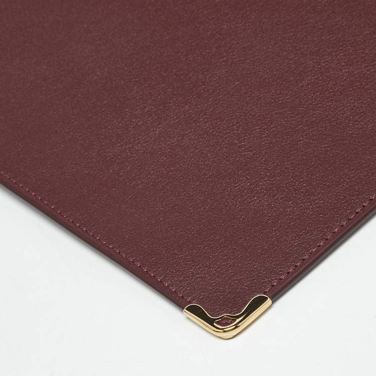 Pre Owned Cartier Burgundy Leather Must de Cartier Flat Pouch 