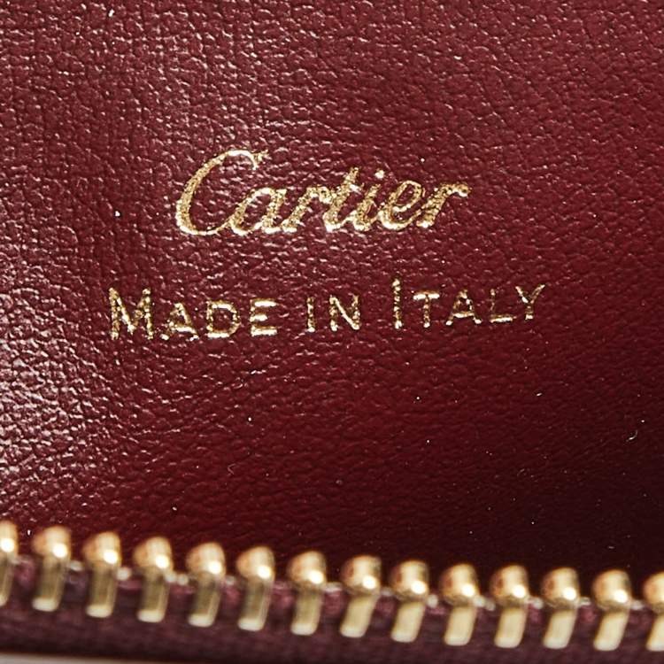 Pre Owned Cartier Burgundy Leather Must de Cartier Flat Pouch 