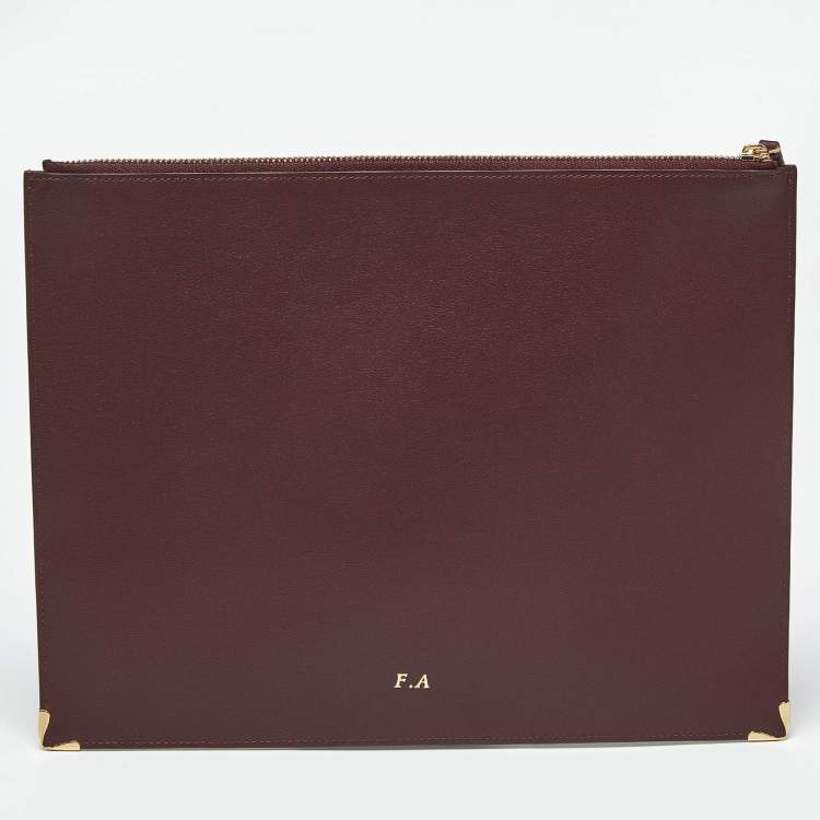 Pre Owned Cartier Burgundy Leather Must de Cartier Flat Pouch 