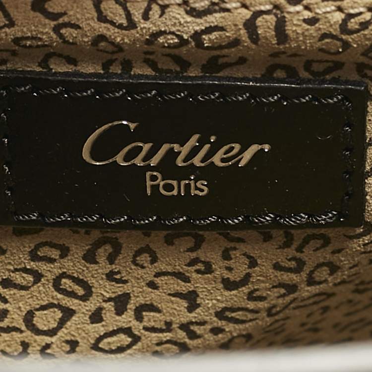 Pre Owned Cartier Black Leather Panthere De Cartier Drawstring Backpack