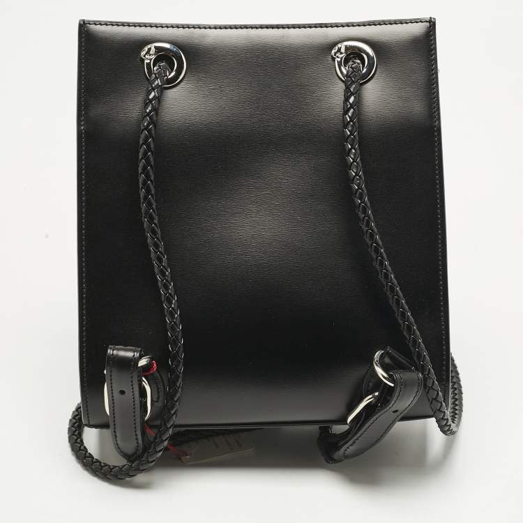 Pre Owned Cartier Black Leather Panthere De Cartier Drawstring Backpack