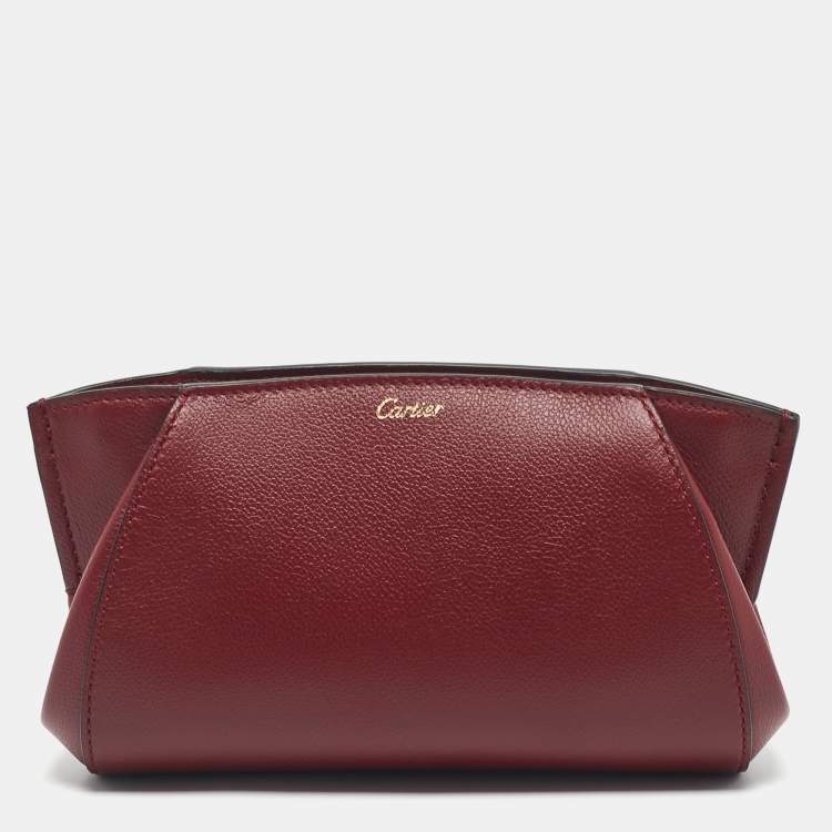 Pre Owned Cartier Red Leather C De Cartier Clutch