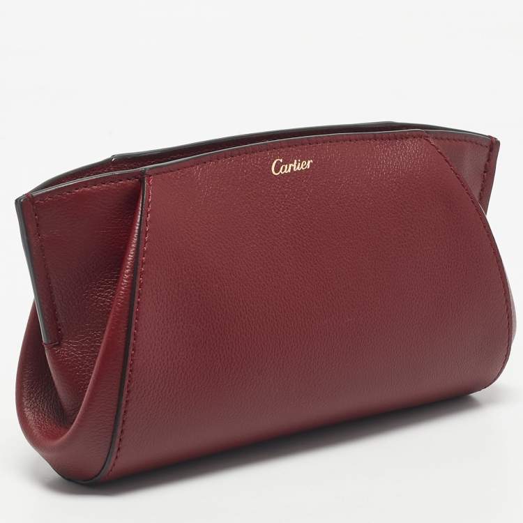 Pre Owned Cartier Red Leather C De Cartier Clutch