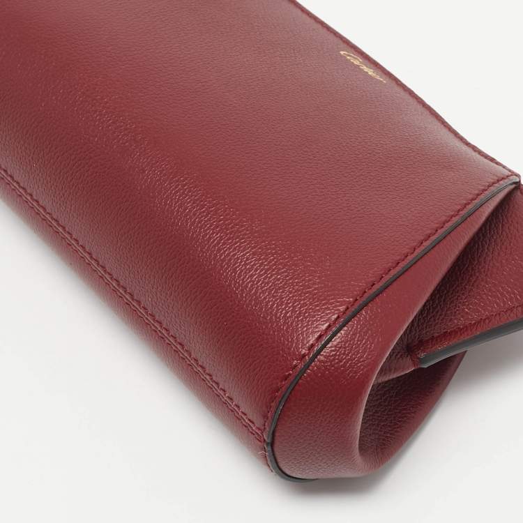 Pre Owned Cartier Red Leather C De Cartier Clutch