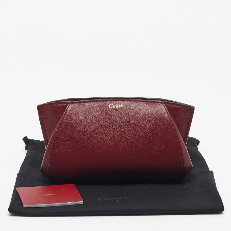 Pre Owned Cartier Red Leather C De Cartier Clutch