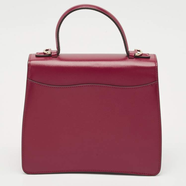 Pre Owned Cartier Burgundy Leather Small Panthere C De Cartier Top Handle Bag