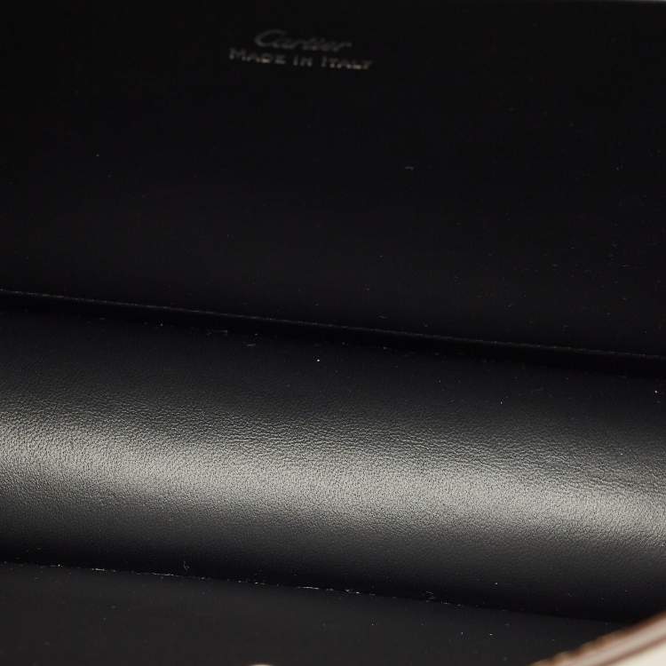 Pre Owned Cartier Camel Leather Small Panthere C De Cartier Top Handle Bag