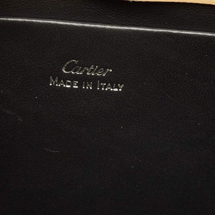 Pre Owned Cartier Camel Leather Small Panthere C De Cartier Top Handle Bag