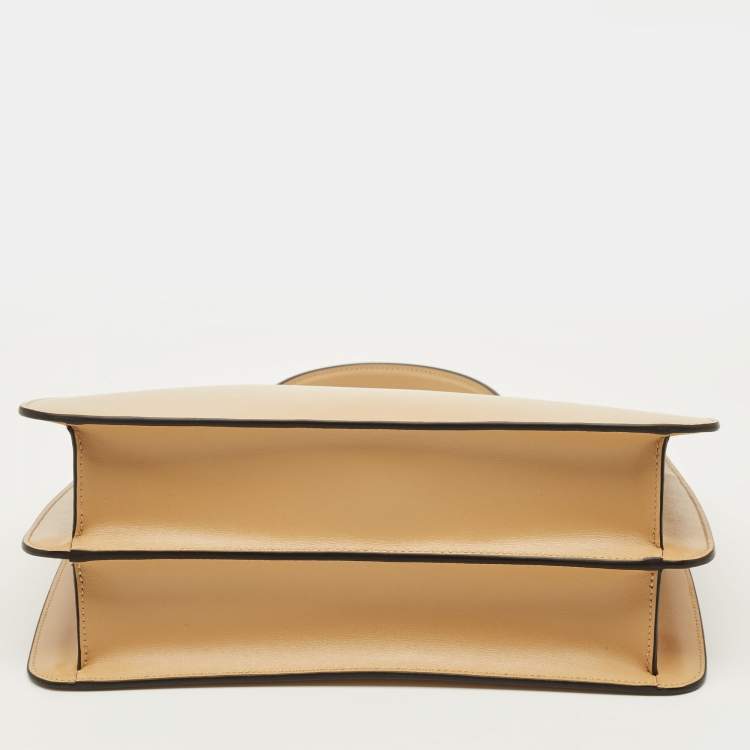 Pre Owned Cartier Camel Leather Small Panthere C De Cartier Top Handle Bag