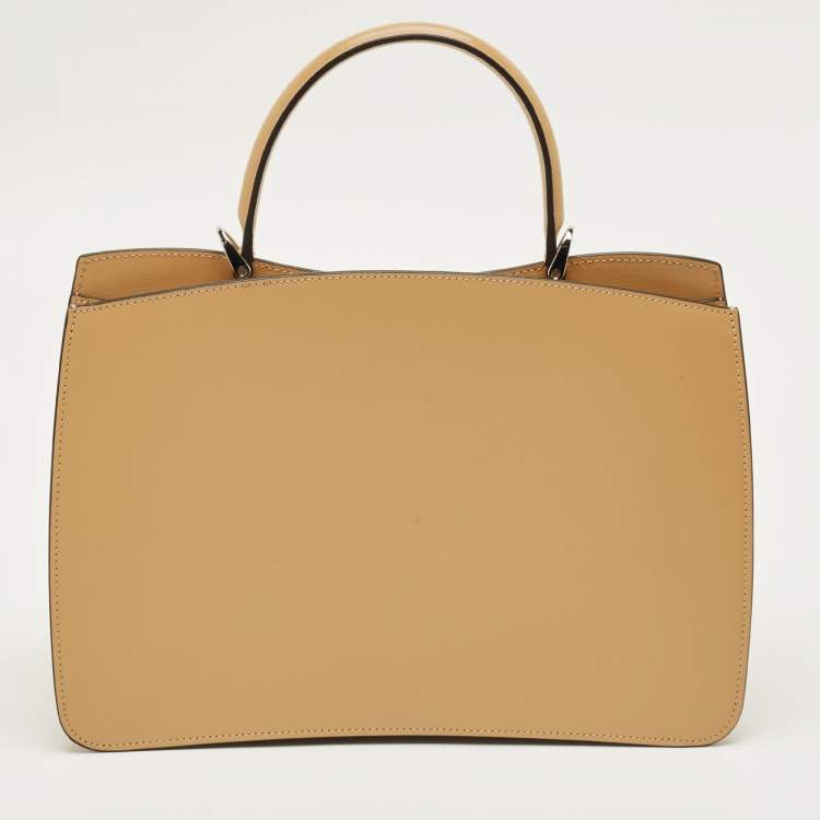 Pre Owned Cartier Camel Leather Small Panthere C De Cartier Top Handle Bag