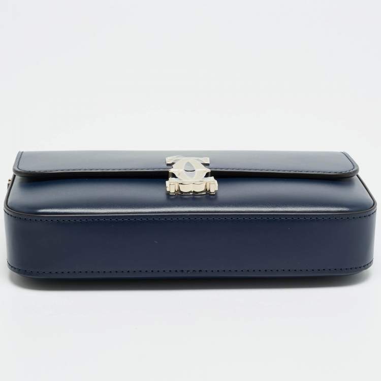Pre Owned Cartier C De Cartier Mini Navy Blue Leather Shoulder Bag