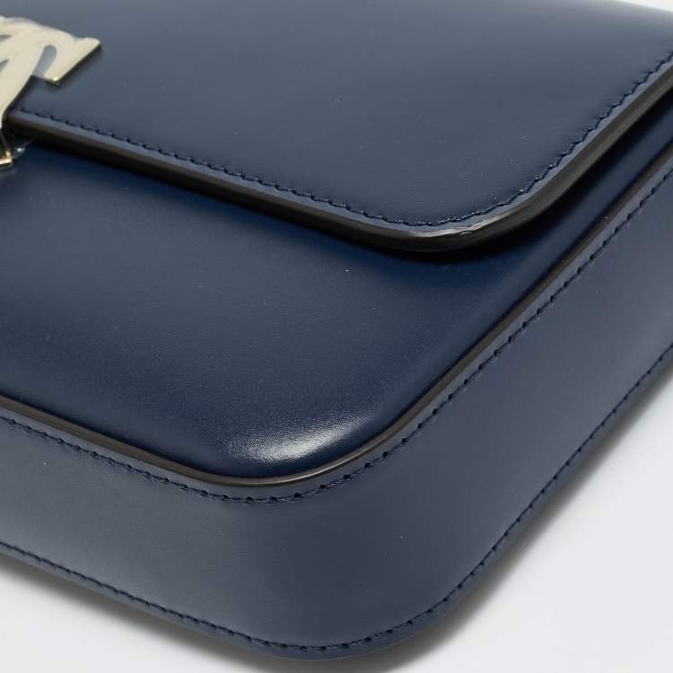 Pre Owned Cartier C De Cartier Mini Navy Blue Leather Shoulder Bag