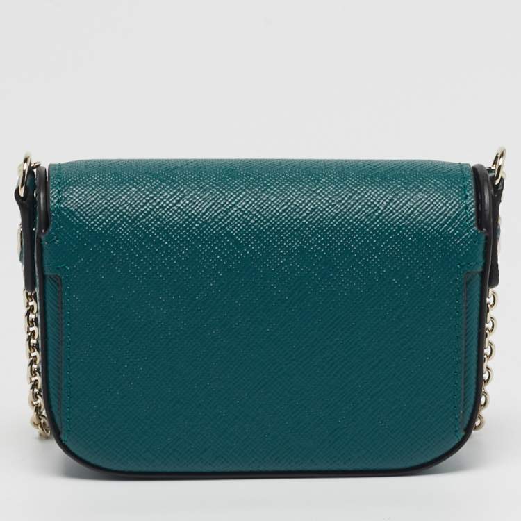 Pre Owned Cartier C De Cartier Mini Green Leather Chain Clutch