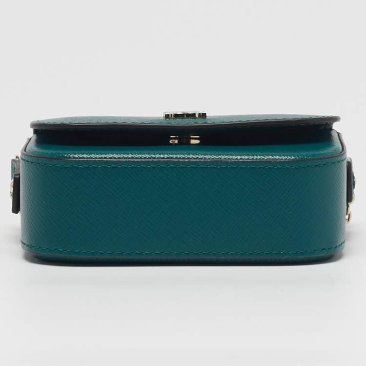 Pre Owned Cartier C De Cartier Mini Green Leather Chain Clutch