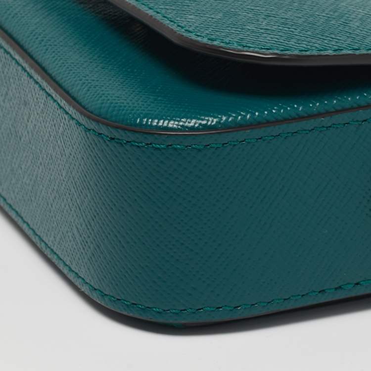 Pre Owned Cartier C De Cartier Mini Green Leather Chain Clutch