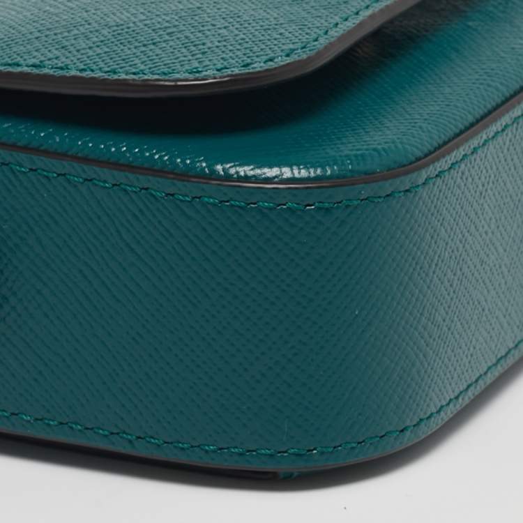 Pre Owned Cartier C De Cartier Mini Green Leather Chain Clutch