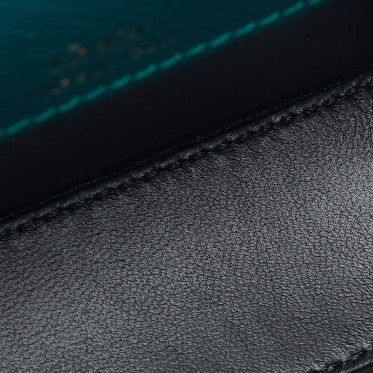 Pre Owned Cartier C De Cartier Mini Green Leather Chain Clutch