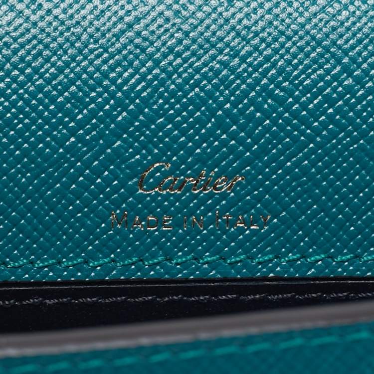 Pre Owned Cartier C De Cartier Mini Green Leather Chain Clutch