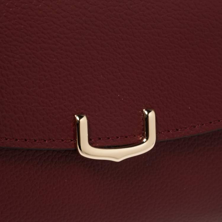 Pre Owned Cartier Dark Red Leather C De Cartier Compact Wallet