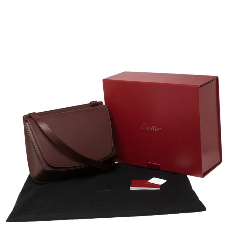 مملوكة مسبقًا Cartier Dark Red Leather Must C Saddle Bag