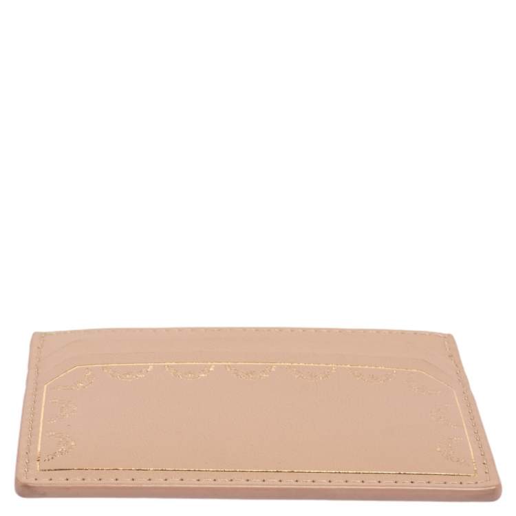 Pre Owned Cartier Beige Leather Simple Card Holder 