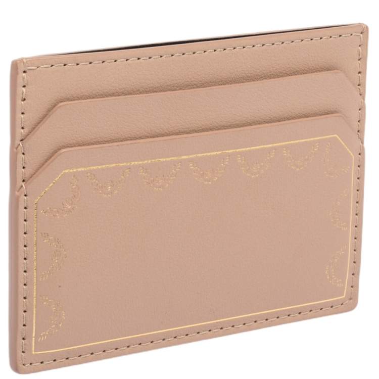 Pre Owned Cartier Beige Leather Simple Card Holder 