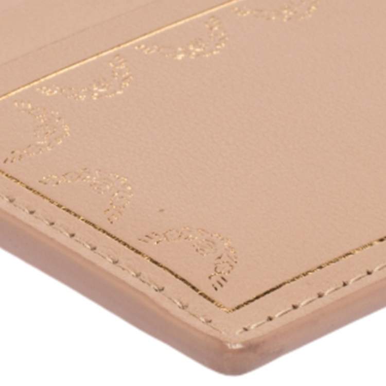 Pre Owned Cartier Beige Leather Simple Card Holder 